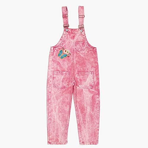 Peacolate 5-16Years Girls Pink Embroidered Denim Overalls Denim Jumpsuits & Rompers Big Girls Pants
