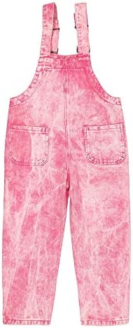 Peacolate 5-16Years Girls Pink Embroidered Denim Overalls Denim Jumpsuits & Rompers Big Girls Pants