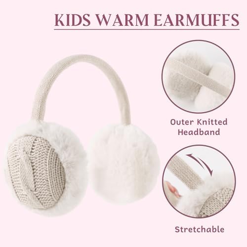 Peasst Knit Kids Ear Muffs Plush Toddler Earmuffs Winter Ear Cover Girls Boys Cold Weather Ear Warmer