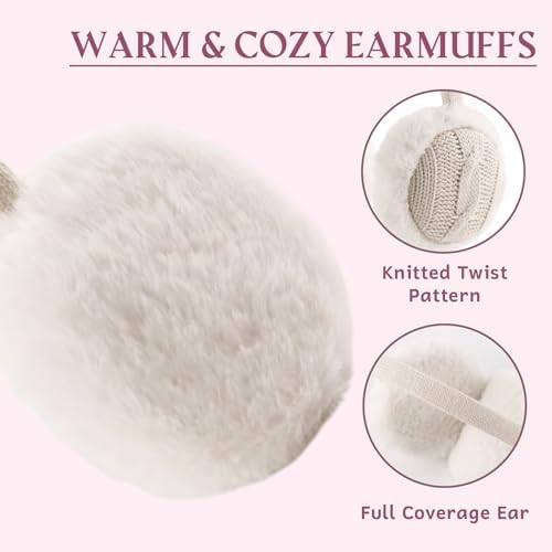 Peasst Knit Kids Ear Muffs Plush Toddler Earmuffs Winter Ear Cover Girls Boys Cold Weather Ear Warmer