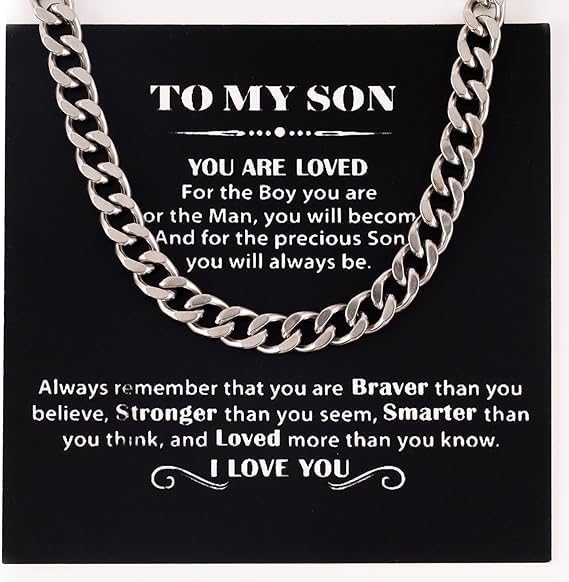 PEGRAUFC To My Sonnecklace Chain Cuban Chain For Boy Son Birthday Gifts Boys Chain Necklace Boys' Necklaces For Birthday