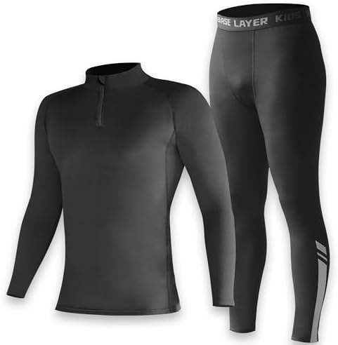 Penerl Skins for Boys Long Sleeve Top & Tights Football Compression Set Kids Thermal Base Layer Set Football Skins Boys Age 4-16