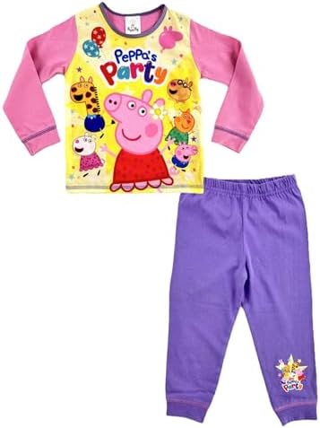 Peppa Pig Girls 2 Piece Pyjamas Set 'Peppa's Party' Pink Age 18 Months - 5 Years