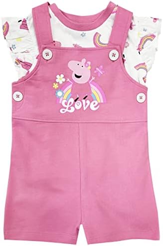 Peppa Pig Girls Dungarees T Shirt Top Set