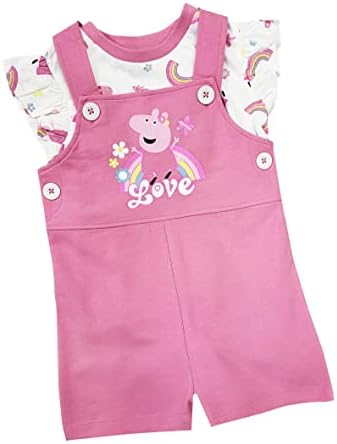 Peppa Pig Girls Dungarees T Shirt Top Set