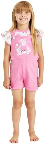 Peppa Pig Girls Dungarees T Shirt Top Set