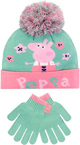 Peppa Pig Kids Winter Hat and Gloves Set Green One Size