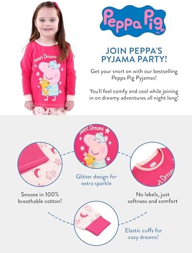 Peppa Pig Pyjamas 100% Cotton Girls' Pyjama Sets Long Sleeve Kids Pjs