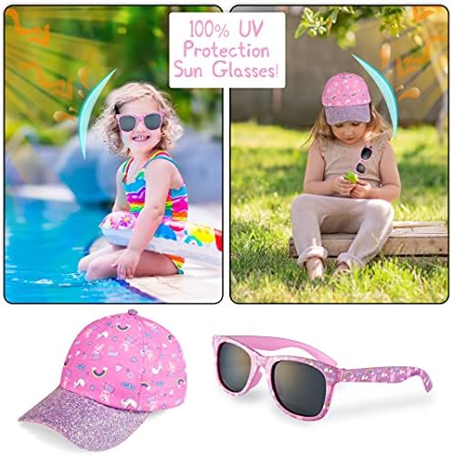 Peppa Pig Sunglasses Baseball Cap Girls Accessories Set Summer Rainbow Unicorn Sun Hat 100% UV Kids Sunglasses Beach Holiday