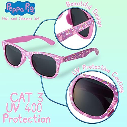 Peppa Pig Sunglasses Baseball Cap Girls Accessories Set Summer Rainbow Unicorn Sun Hat 100% UV Kids Sunglasses Beach Holiday