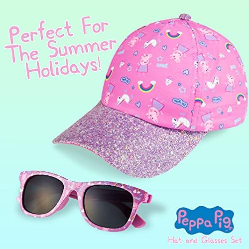 Peppa Pig Sunglasses Baseball Cap Girls Accessories Set Summer Rainbow Unicorn Sun Hat 100% UV Kids Sunglasses Beach Holiday