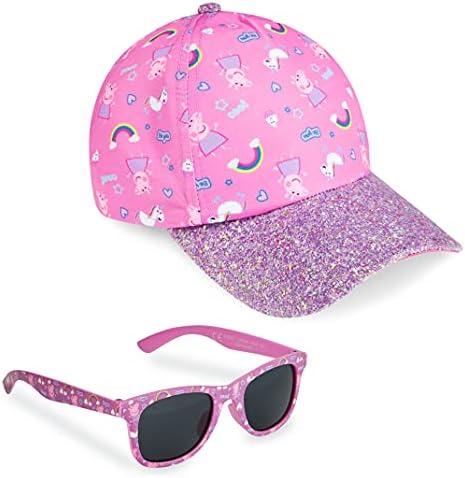 Peppa Pig Sunglasses Baseball Cap Girls Accessories Set Summer Rainbow Unicorn Sun Hat 100% UV Kids Sunglasses Beach Holiday