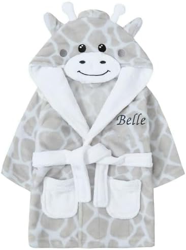 Personalised Animal Dressing Gown Robe Baby Girl Boy Hooded Bathrobe