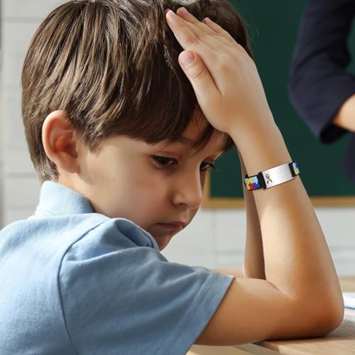 Personalised Child Safety ID Wristband - Engraved Name Contact Number Emergency Medical Bracelet For Autism Kids Customised Anti Lost ID Wristband For Children Boys Girls Waterproof Adjustable