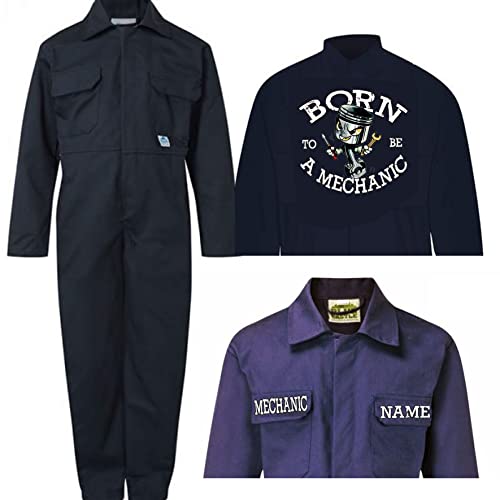Personalised children kids boiler suit overalls coveralls customise apprentice born to be a mechanic