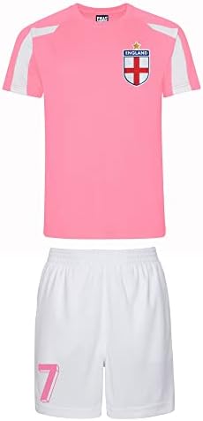 Personalised England Style Kit Pink Football Shirt White Shorts For Boys And Girls Best Birthday Gift For Kids