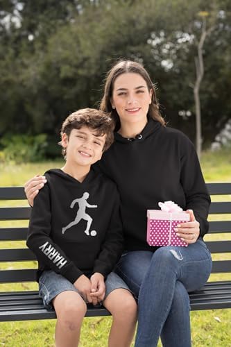 Personalised Football Hoodie For Boys Custom Name Soccer Top Footie Player Boys Hoodie & Football Cool Birthday Christmas Gifts