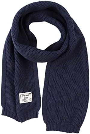 Pesaat Kids Winter Knit Scarf Solid Warm Neck Warmer Toddler Soft Long Scarves for Boys Girls Neckerchief Collar Warp Autumn