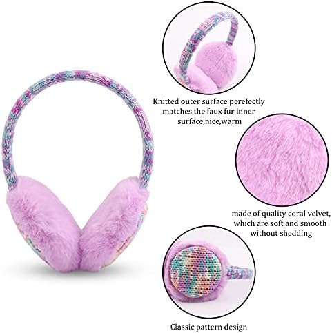 Pesaat Winter EarMuffs For Kids Outdoor Girls Knitted Ear Cover Plush Toddler Boys Ear Warmer 3-8 Years