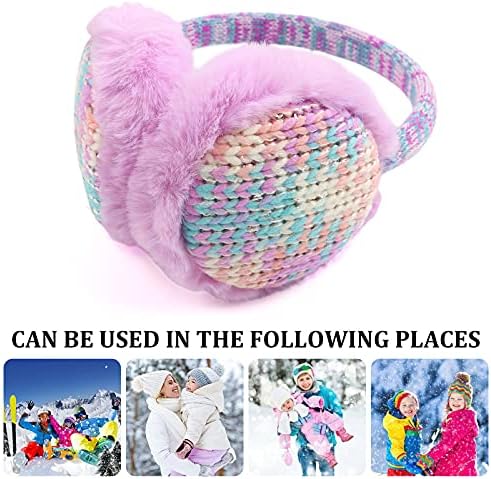 Pesaat Winter EarMuffs For Kids Outdoor Girls Knitted Ear Cover Plush Toddler Boys Ear Warmer 3-8 Years