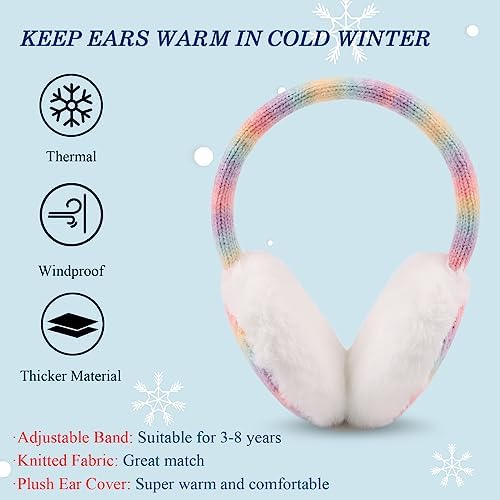Pesaat Winter EarMuffs For Kids Outdoor Girls Knitted Ear Cover Plush Toddler Boys Ear Warmer 3-8 Years