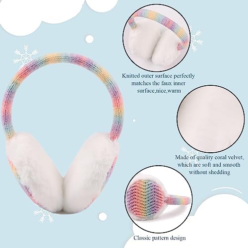 Pesaat Winter EarMuffs For Kids Outdoor Girls Knitted Ear Cover Plush Toddler Boys Ear Warmer 3-8 Years