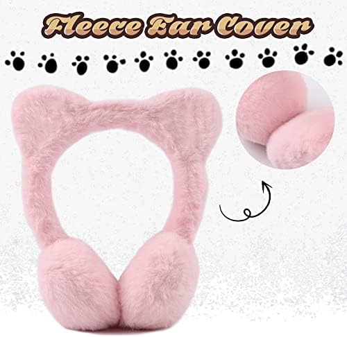 Pesaat Winter Kids Earmuffs Warm Ear Covers For Girls Children With Cat Ears
