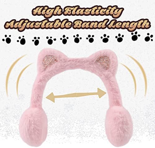 Pesaat Winter Kids Earmuffs Warm Ear Covers For Girls Children With Cat Ears
