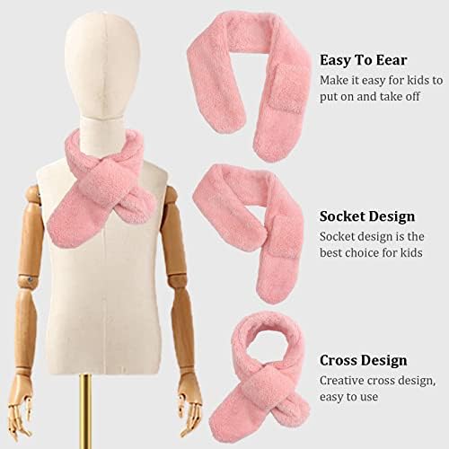 Pesaat Winter Kids Fleece Scarf Solid Baby Boys Girls Scarves Wrap Cross Collar Children Neck Warmer For Toddler 1-6Y