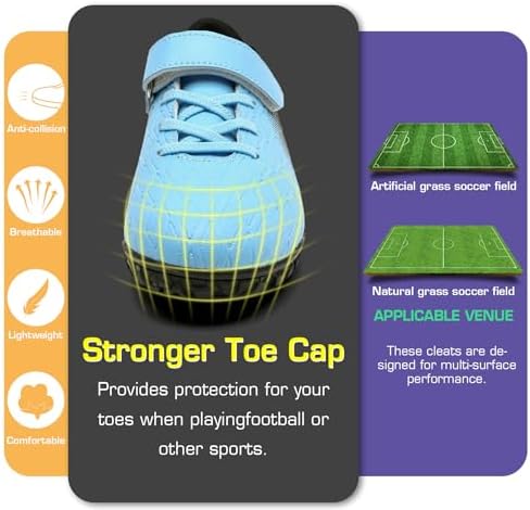 PiDaGlobal Boys Football Boots Kids Girls Firm Ground Soccer Shoe Astro Turf Trainers Athletics Sport Futsal Shoes Teenager Profession Competition Indoor Outdoor Unisex