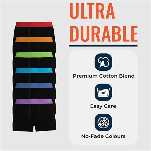 Pierre Calvini Boys Boxers (6/12 Pack) – Soft & Breathable Cotton Boys Boxer Shorts – Durable Comfortable & Anti-Chafing – Multipack Hipster Underwear For Kids (Ages 5-13)