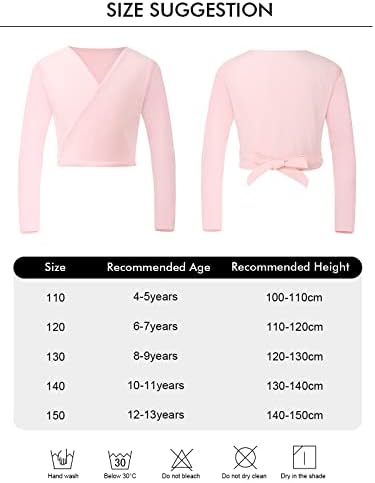 PLIKSUVER Girls Dance Wrap Top Ballet Cardigan Cotton Crossover Long Sleeve For Kids Womens