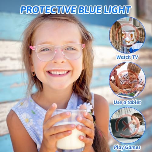 Plimbin Blue Light Blocking Glasses For Kid Kids Pretend Glasses Computer Gaming Eyeglasses Anti UV & Eyestrain Kids Clear Lens Glasses For Boys Girls