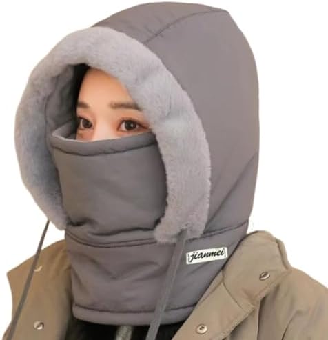 Plush-Lined Thickened Thermal Hat With Face Mask For Men And Women Fleece Balaclava Windproof Ski Cold Winter Scarf Warm