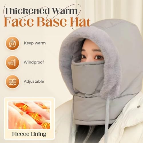 Plush-Lined Thickened Thermal Hat With Face Mask For Men And Women Fleece Balaclava Windproof Ski Cold Winter Scarf Warm