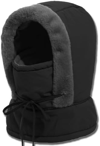 Plush-Lined Thickened Thermal Hat with Face Mask for Men and Women Fleece Balaclava Windproof Ski Cold Winter Scarf Warm