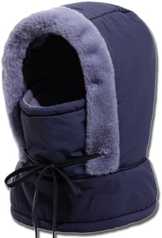 Plush-Lined Thickened Thermal Hat with Face Mask for Men and Women Fleece Balaclava Windproof Ski Cold Winter Scarf Warm