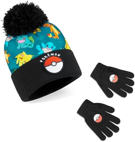 Pokemon Beanie Hat and Gloves or Hat Winter Gloves & Scarf Set Kids - Anime Gifts for Boys