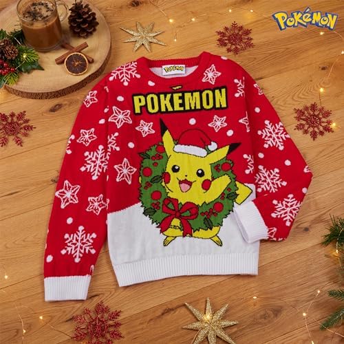 Pokemon Boys Christmas Jumper Cosy Knitted Xmas Sweater - Gifts For Boys