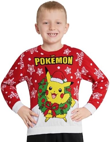 Pokemon Boys Christmas Jumper Cosy Knitted Xmas Sweater - Gifts For Boys