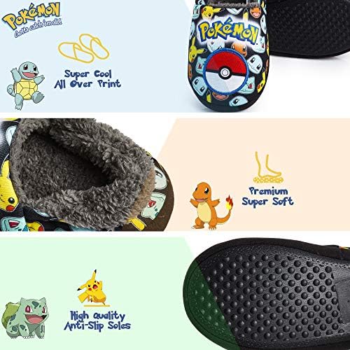 Pokemon Boys Slippers Boot Slippers Pikachu Bulbasaur Soft Kids Shoes Non Slip House Shoes Anime Gifts For Boys