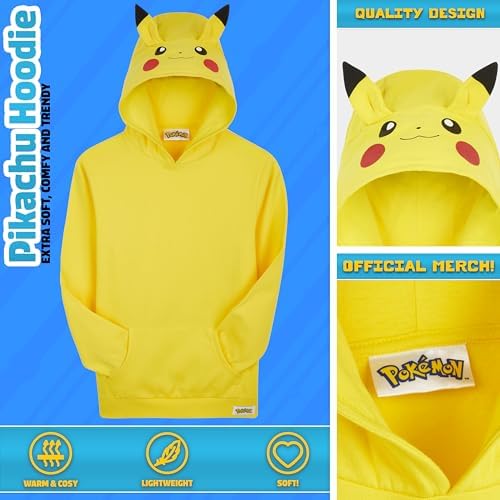 Pokemon Hoodie For Boys Teens Hooded Sweatshirt Pikachu Eevee Pullover Casual Sports Long Sleeve Jumper Anime Gifts For Boys