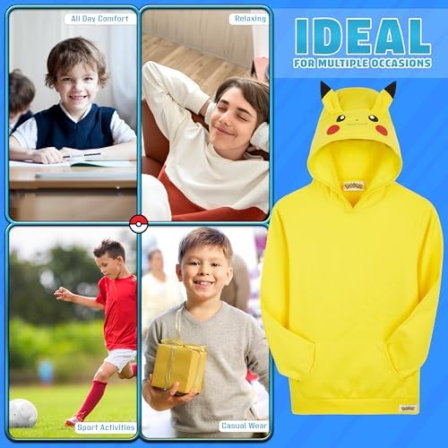 Pokemon Hoodie For Boys Teens Hooded Sweatshirt Pikachu Eevee Pullover Casual Sports Long Sleeve Jumper Anime Gifts For Boys