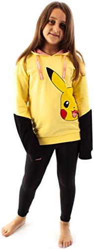 Pokemon Hoodie For Girls Kids Yellow Pikachu Hooded Jumper Sweater Gamer Gifts Clothing Merchandise 7-8 Years