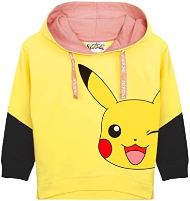 Pokemon Hoodie For Girls Kids Yellow Pikachu Hooded Jumper Sweater Gamer Gifts Clothing Merchandise 7-8 Years