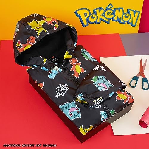 Pokemon Kids Waterproof Jacket - Fleece Lined Rain Coat - Pikachu Official Merchandise - 4-14 Years Kids Teenagers