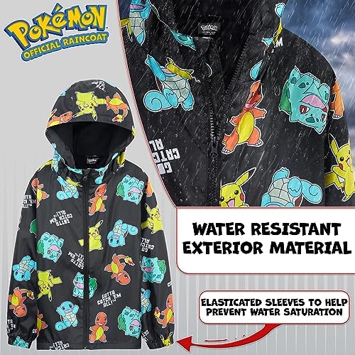 Pokemon Kids Waterproof Jacket - Fleece Lined Rain Coat - Pikachu Official Merchandise - 4-14 Years Kids Teenagers