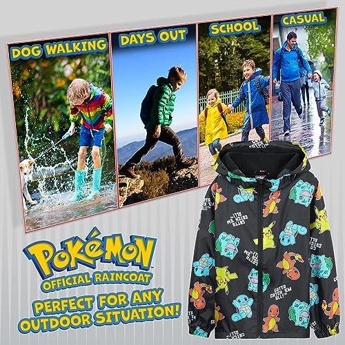Pokemon Kids Waterproof Jacket - Fleece Lined Rain Coat - Pikachu Official Merchandise - 4-14 Years Kids Teenagers