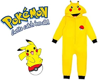 Pokémon Official Boys Or Girls Hooded Onesie Pikachu Charmander Gengar Eevee Snorlax Squirtle Age 3-12 Years