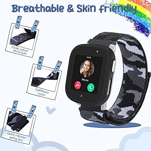 Polyjoy Pack Of 2 Children's Nylon Bracelets Compatible With Xplora X6 Bracelet Kids Smartwatch Girls Boys Soft Adjustable Replacement Bands For Xplora X6 Play/Xplora X6 Pro Nylon No Gemstone